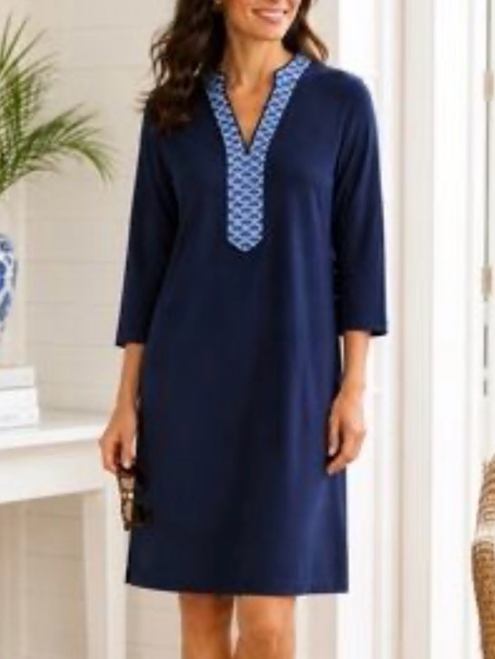 J. McLaughlin Carmine Catalina Cloth Dress Navy Pockets Travel Coastal Large
